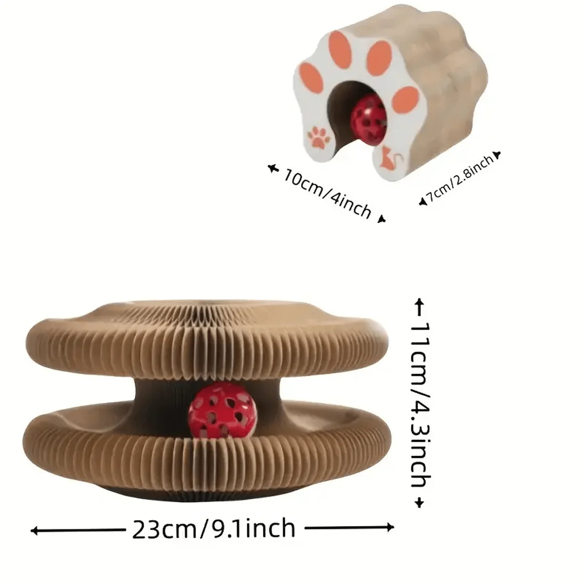 Folding Cardboard Cat Scratcher with Bell Ball