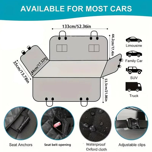 Dog Car Back Seat Cover – Water-Resistant Hammock with Mesh Window