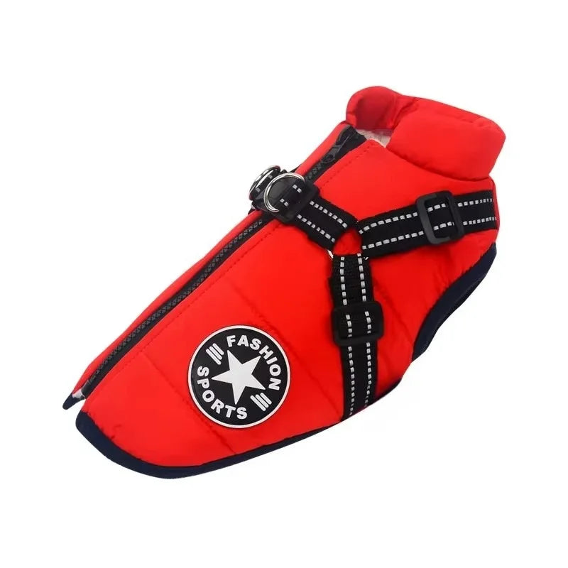 Padded Dog Jacket with Built-In Harness – Winter Coat