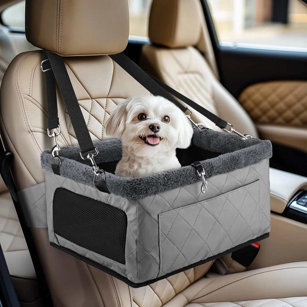 Dog Car Booster Seat - Metal Frame Pet Seat with Tether