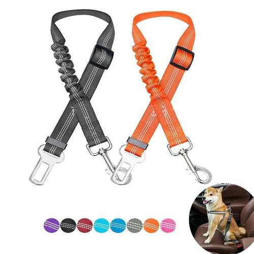 Adjustable dog car seat belt tether