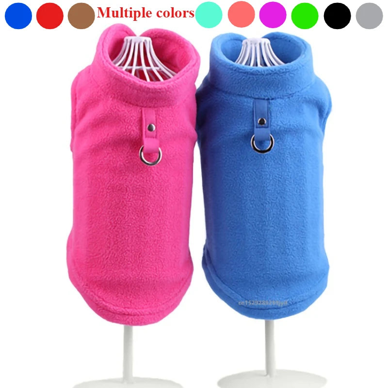 Fleece Dog Vest with D-Ring – Soft Winter Jumper