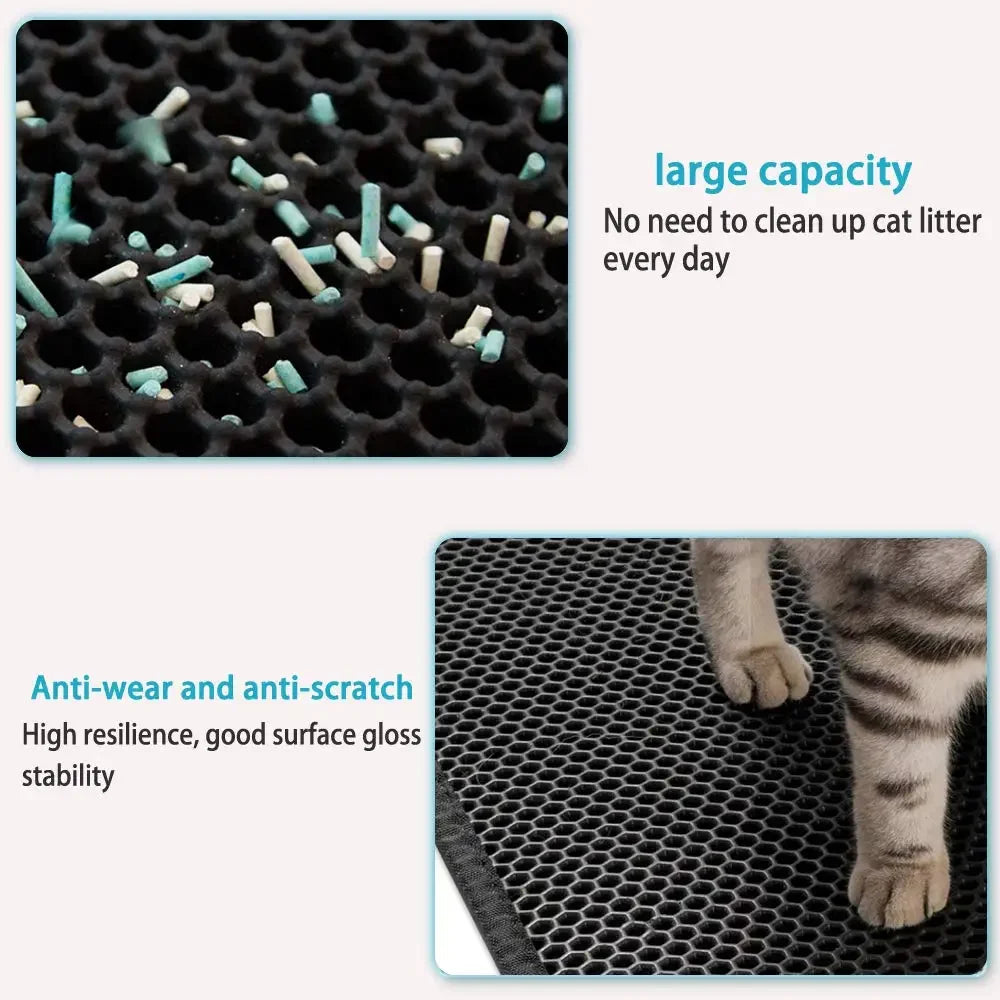 Double-Layer Cat Litter Mat - Catches Scattered Litter