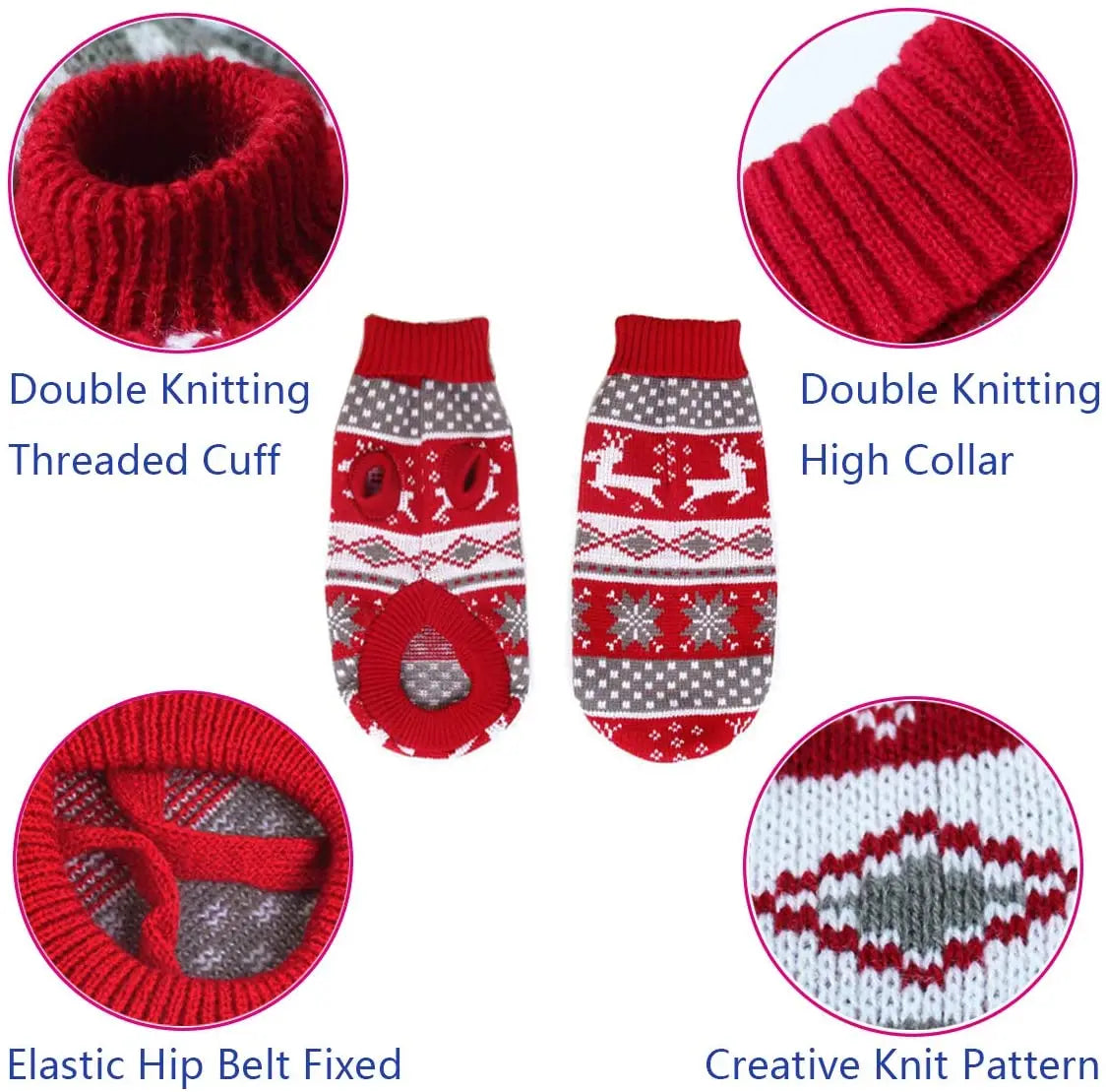 Reindeer Dog Sweater – Fair Isle Knit for Medium & Large Dogs
