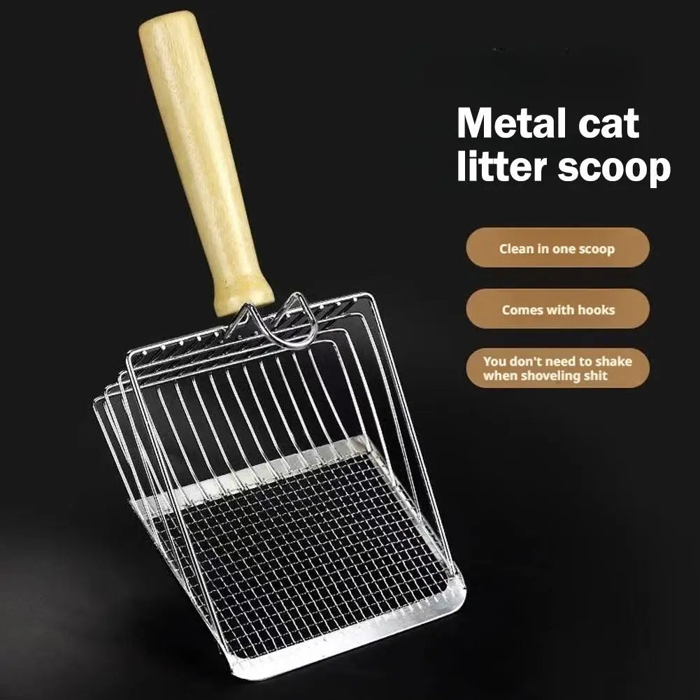 Stainless Steel Litter Scoop – Slotted Metal Scoop with Hanging Hole
