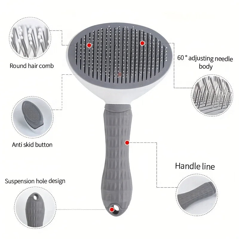 One-Click Self-Cleaning Pet Brush for Dogs & Cats