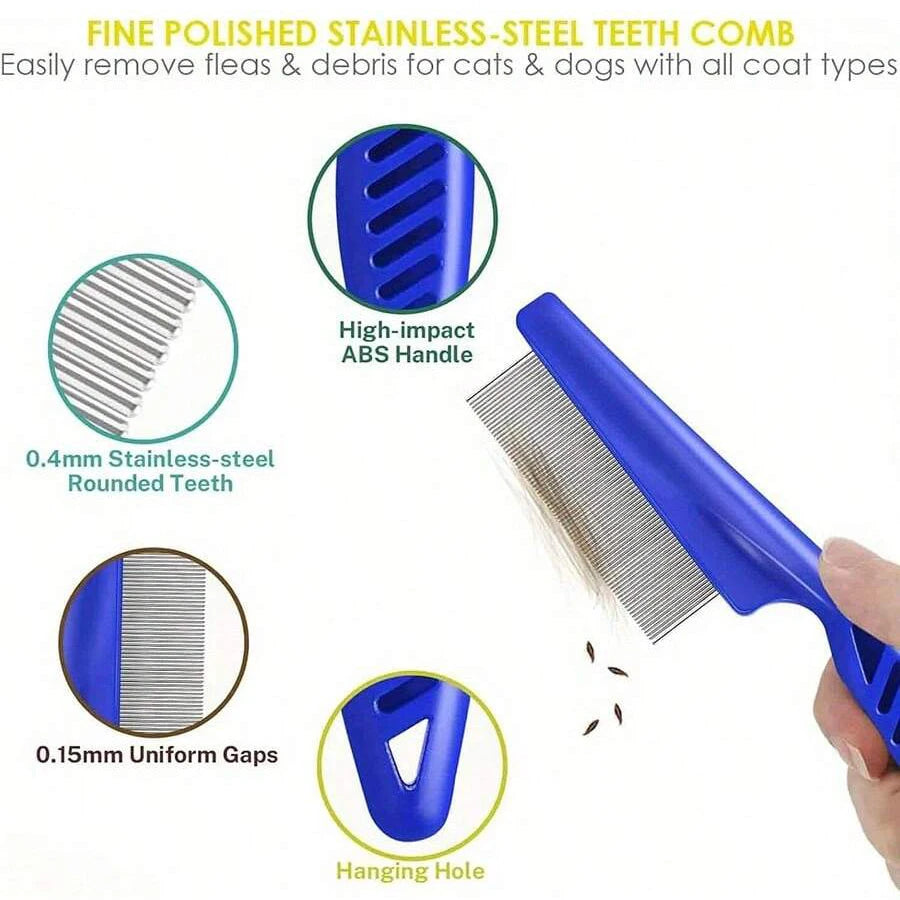 Flea Comb Set – Stainless Steel Grooming Combs for Dogs & Cats