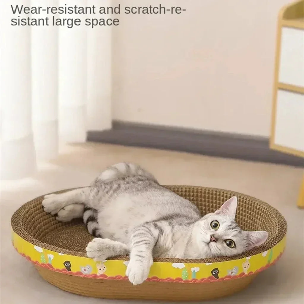 Oval Cat Scratcher Bed – Reversible Corrugated Cardboard Lounger