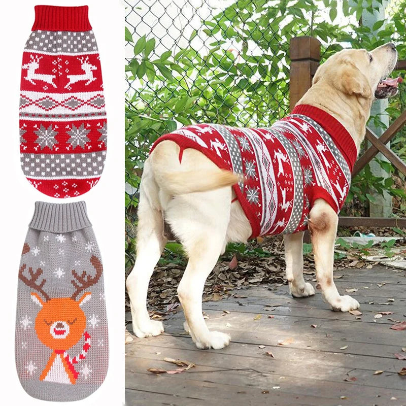 Reindeer Dog Sweater – Fair Isle Knit for Medium & Large Dogs