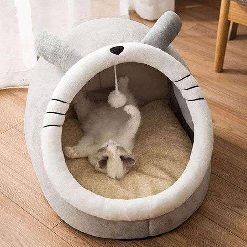 Foldable Cat Cave Bed with Washable Cover