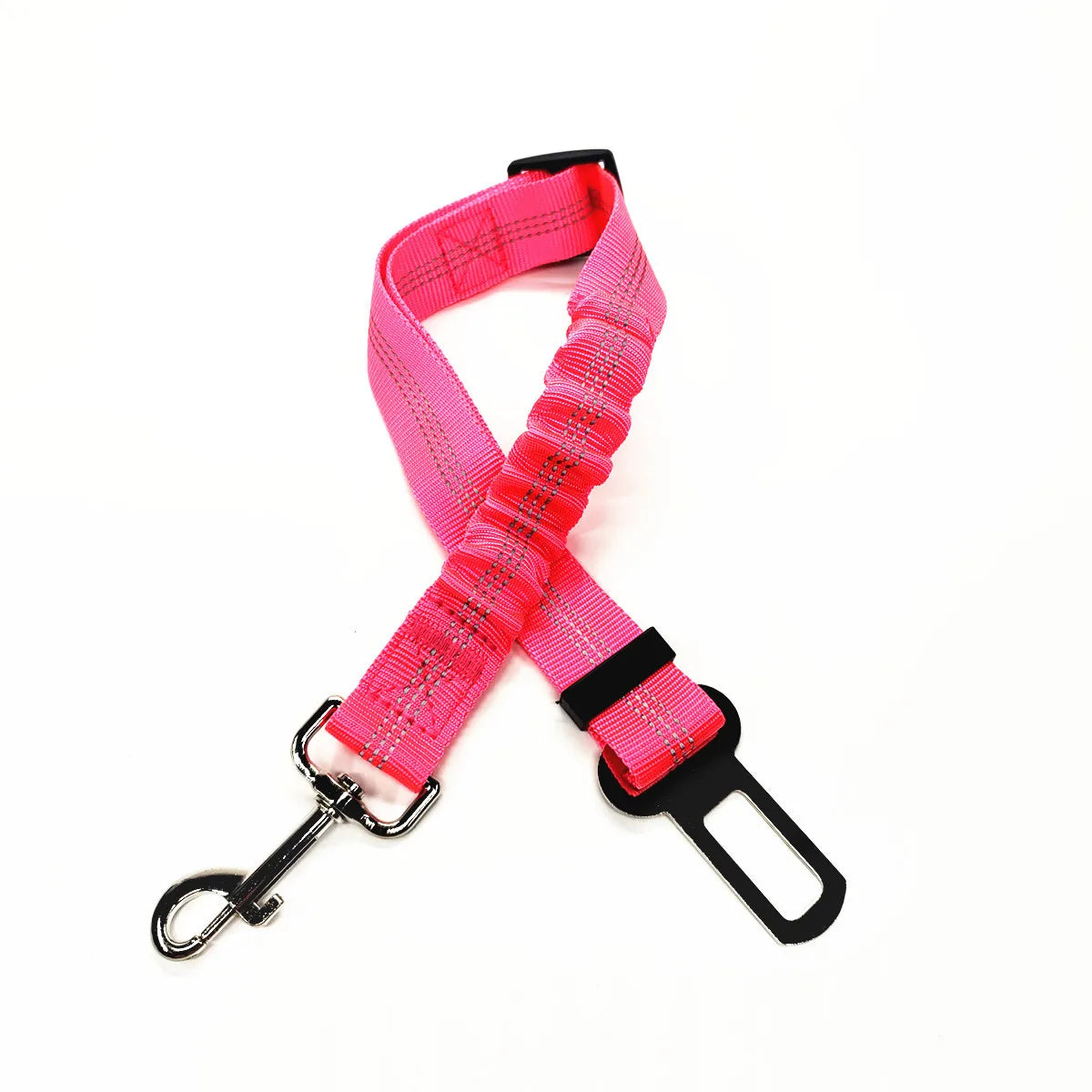 Adjustable Dog Car Seat Belt Tether – Reflective with Elastic Section