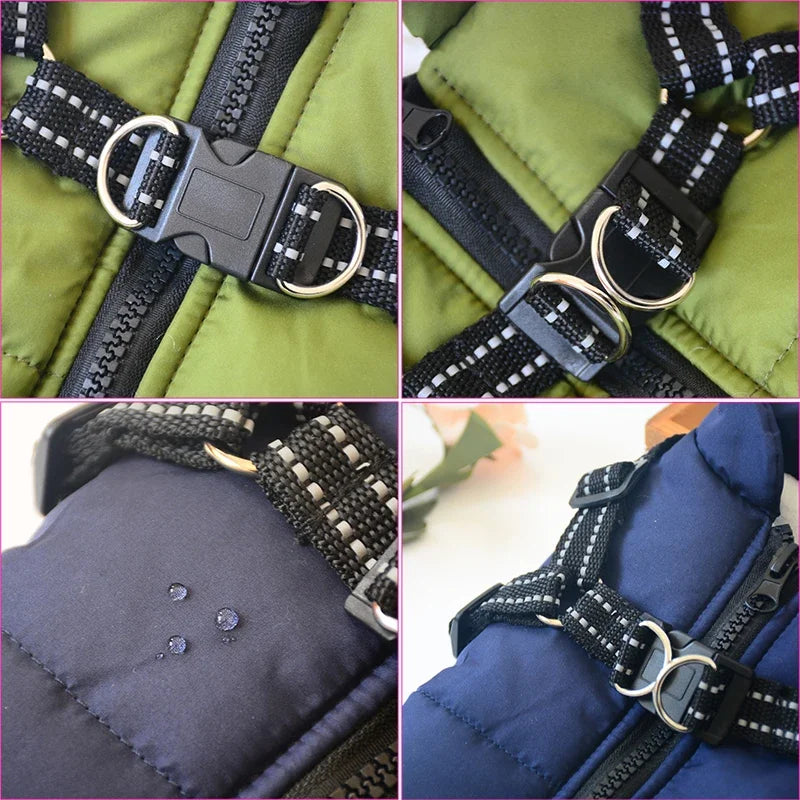 Padded Dog Jacket with Built-In Harness – Winter Coat