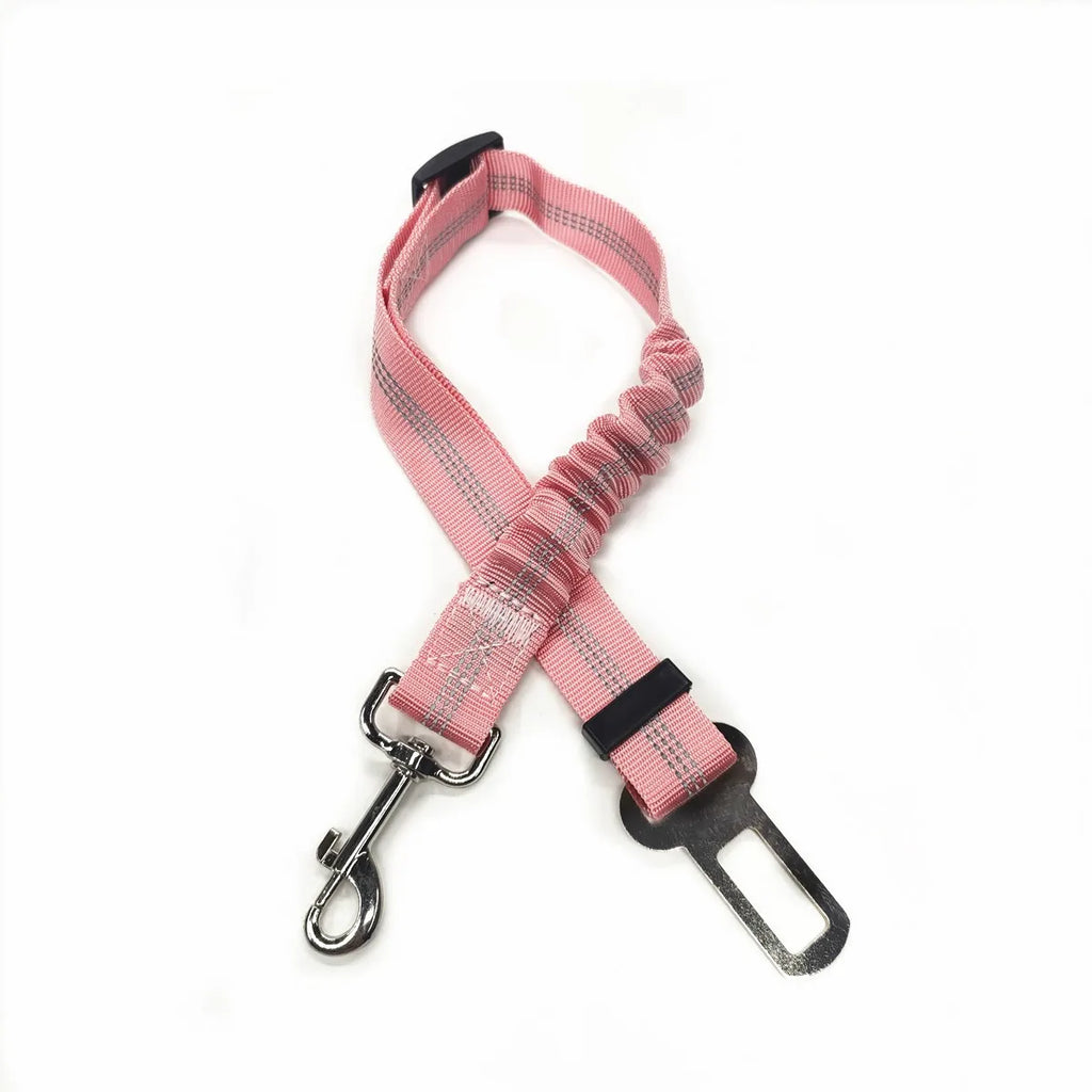 Adjustable Dog Car Seat Belt Tether – Reflective with Elastic Section