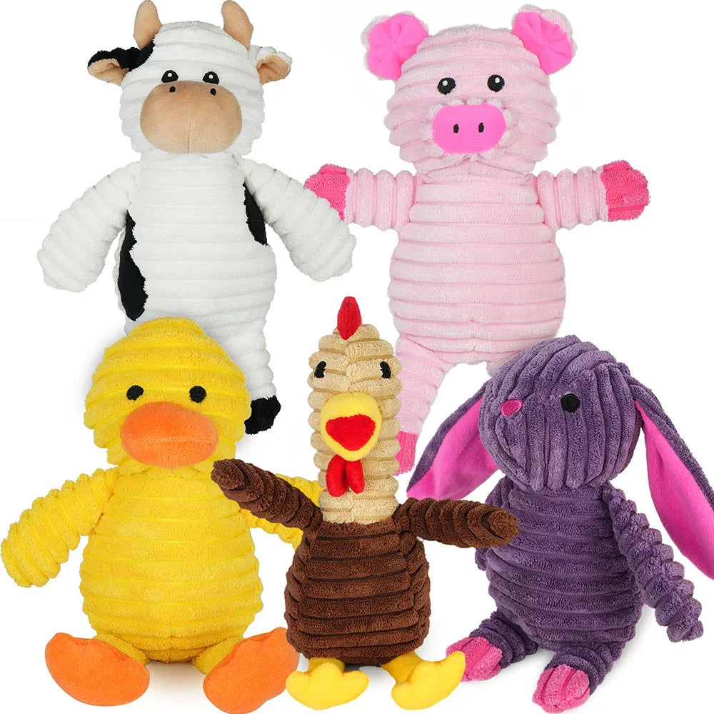 Squeaky Plush Dog Toys - Set of 5