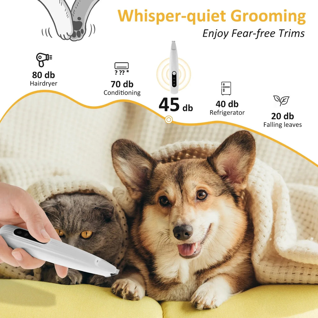 Quiet Paw Trimmer with LED Light - Rechargeable