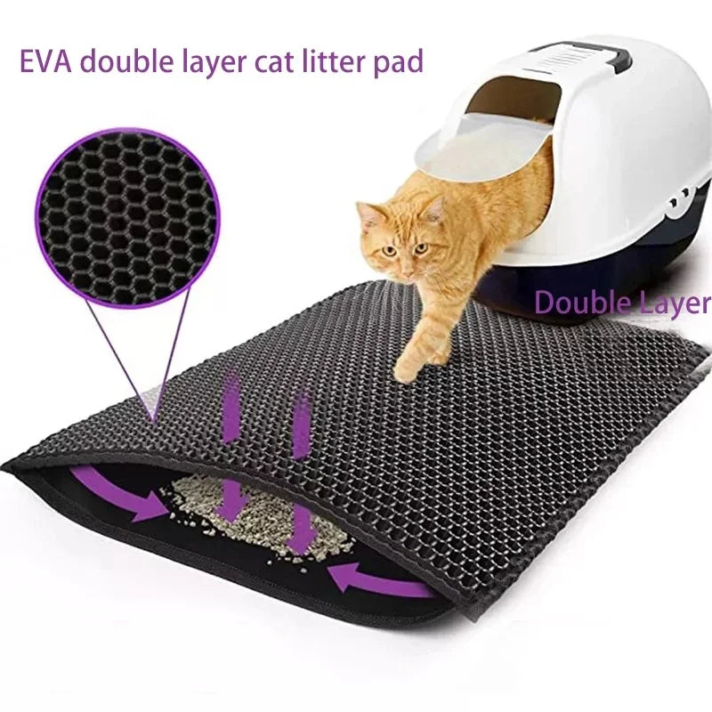 Double-Layer Cat Litter Mat - Catches Scattered Litter
