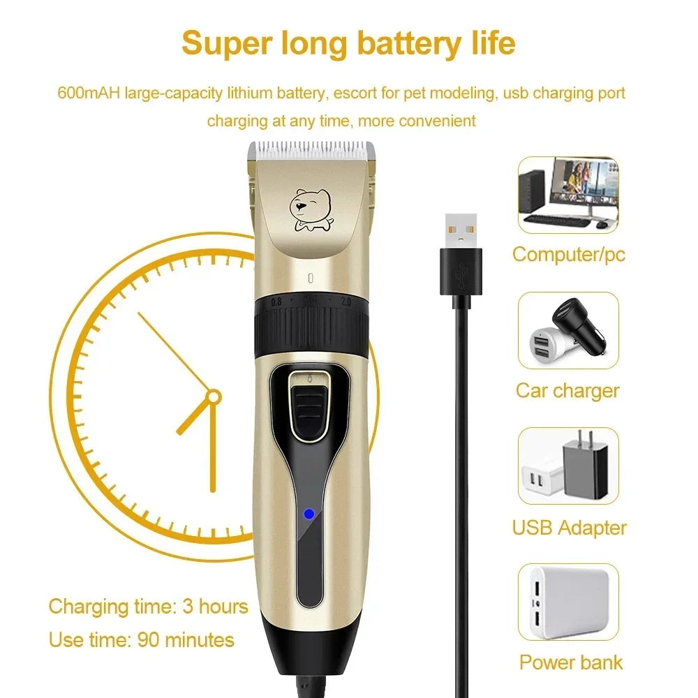 Cordless Dog Clipper – Rechargeable Pet Grooming Trimmer