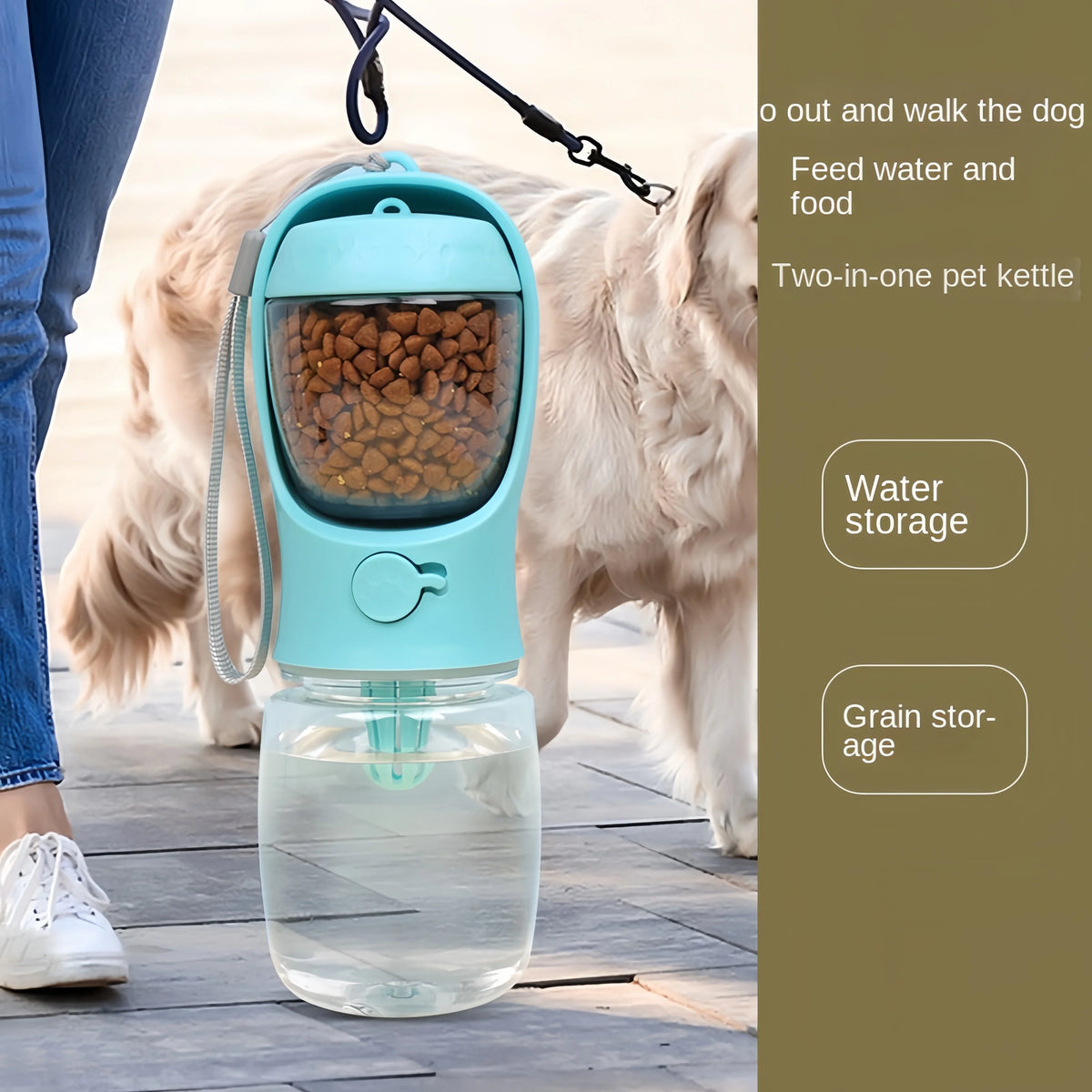 2-in-1 Travel Bottle for Dogs – Water Dispenser with Food Compartment