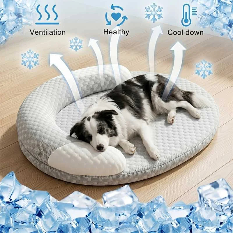 Cooling Pet Bed – Ice-Silk Oval Mat for Dogs & Cats