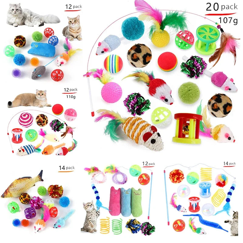 Cat Toy Variety Set – Balls, Mice and Feather Teasers