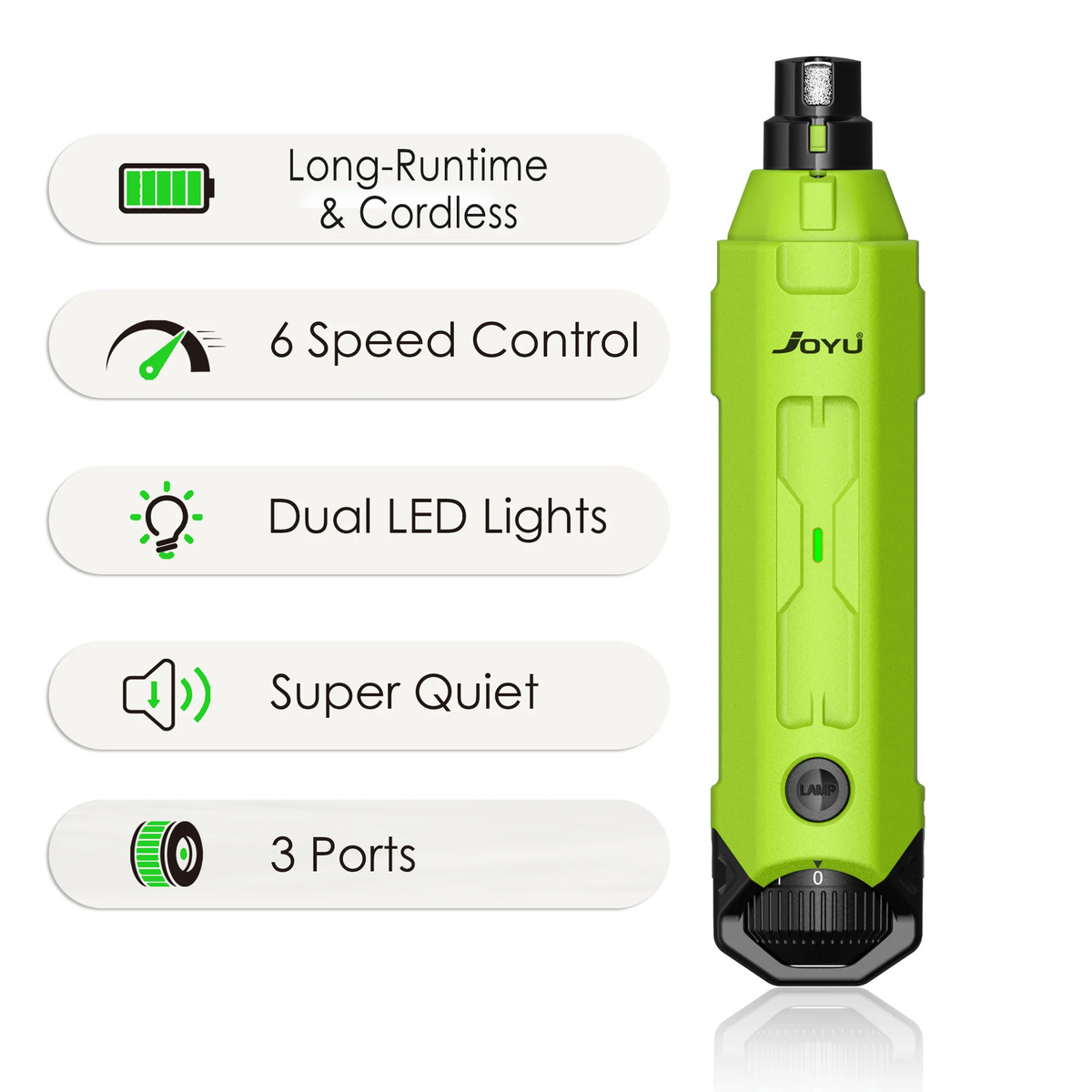 Quiet Dog Nail Grinder - 6 Speeds, Rechargeable