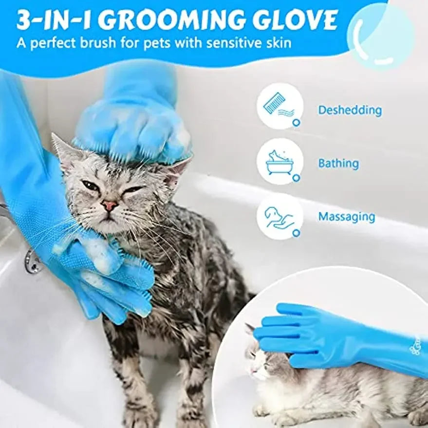 Silicone Grooming & Bathing Gloves for Pets