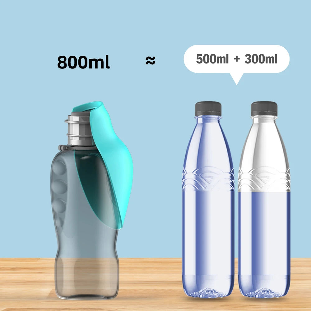 Portable Dog Water Bottle 800ml – Leak-Proof Travel Bowl for Walks & Hikes
