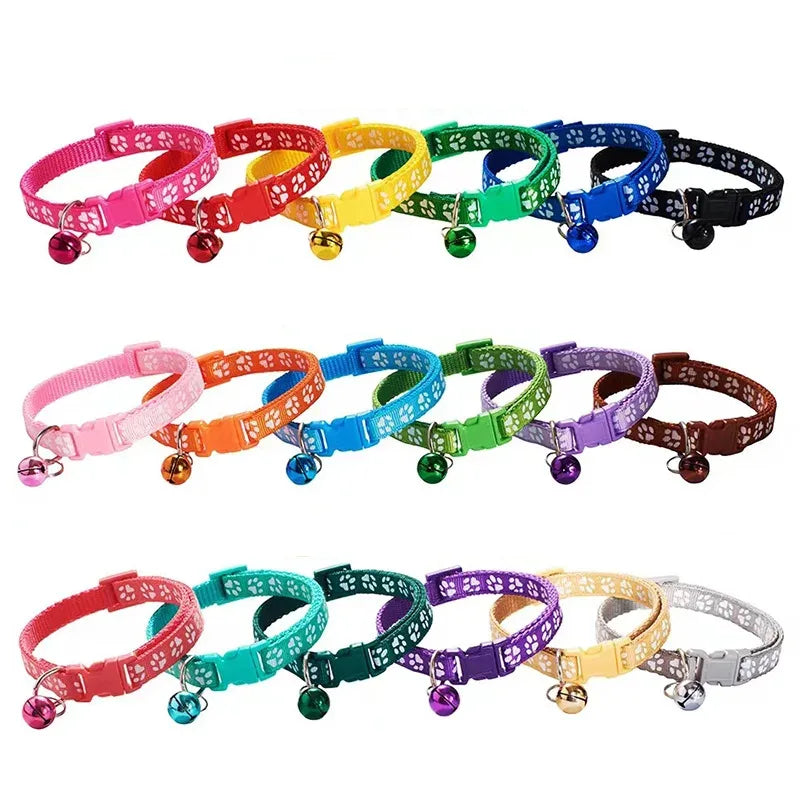 Bell Collar Multipack – Adjustable Paw-Print Cat Collars