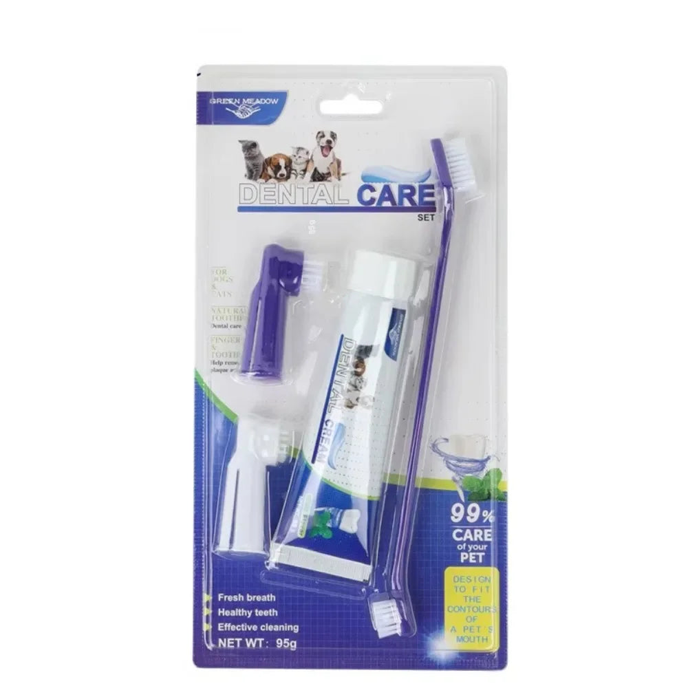 Pet Dental Care Kit - Toothbrush, Finger Brushes & Paste