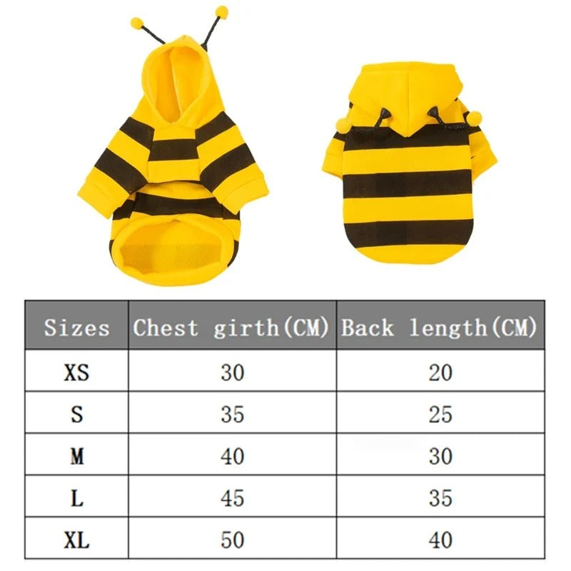 Bienen-Kapuzenpullover für Haustiere – Fleece-Kostüm für Katzen und kleine Hunde
