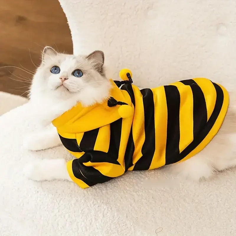 Bienen-Kapuzenpullover für Haustiere – Fleece-Kostüm für Katzen und kleine Hunde
