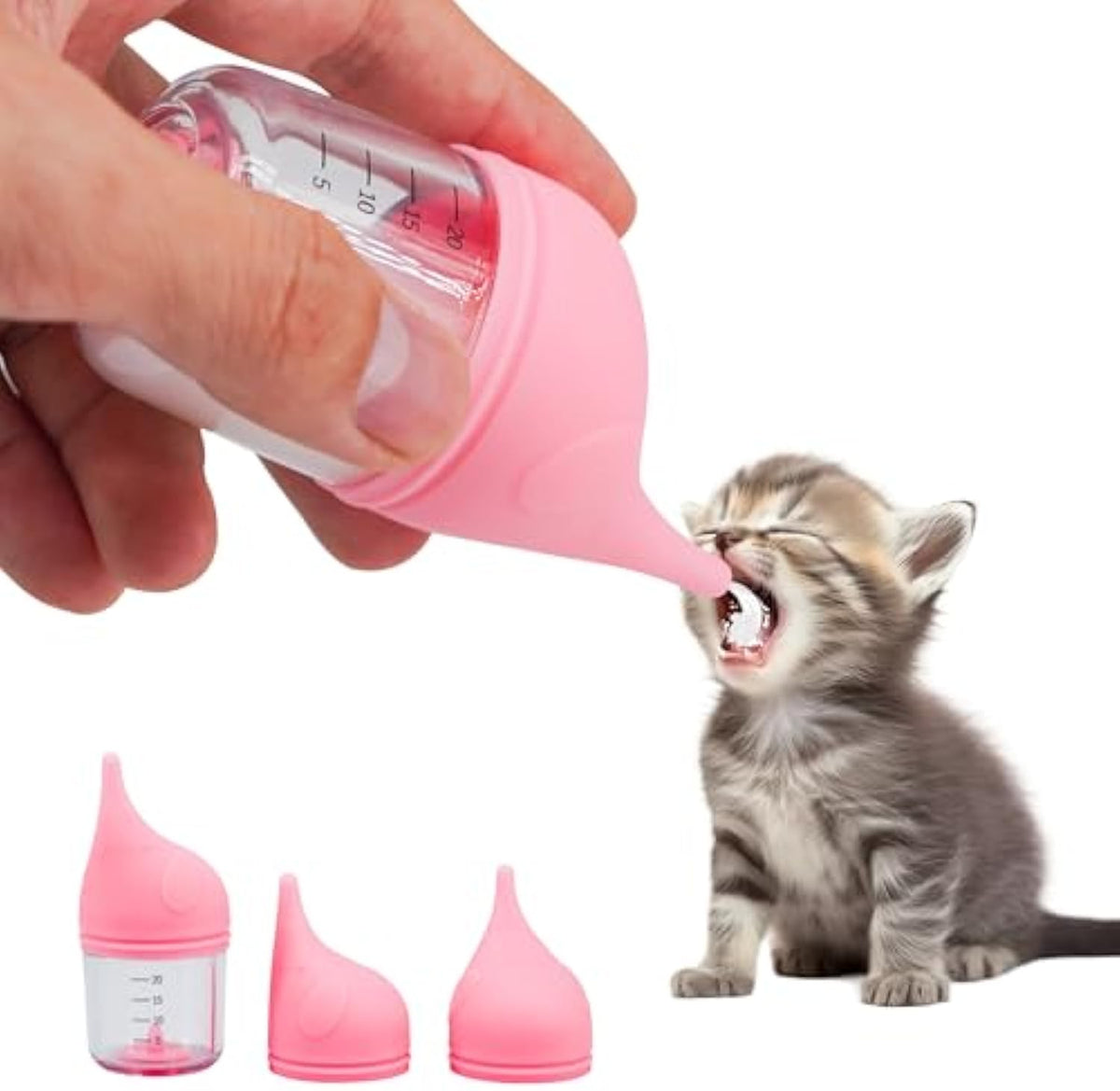 Kitten drinking from a nursing bottle