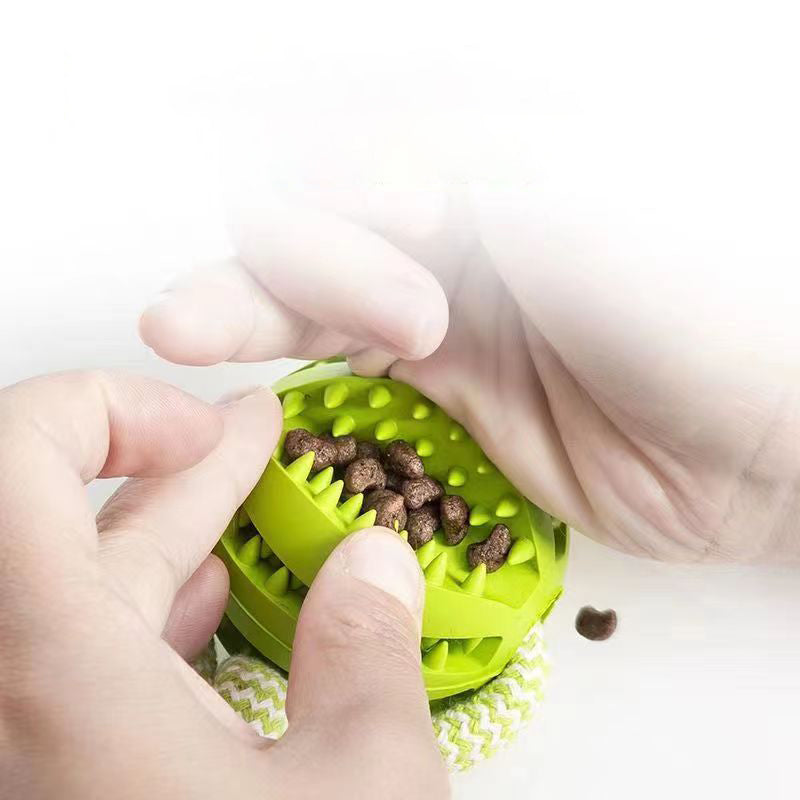 Filling the ball with treats